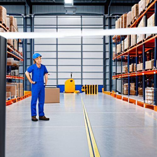 **

A small business owner smiles, looking at a graph showing a sharp decrease in costs. In the background, a modern warehouse scene with automated robots and optimized shelving. Overlaid on the image: AI icons, delivery truck icons, and a magnifying glass focusing on inventory. The overall feeling is positive and efficient.

**
