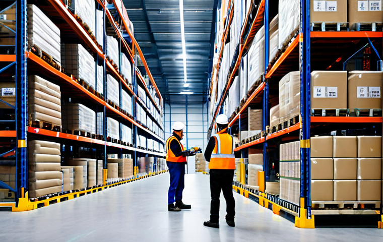 **Prompt:** A modern, well-organized smart logistics warehouse interior, showcasing AGVs (Automated Guided Vehicles) moving efficiently among fully stocked shelves. The scene features workers in appropriate attire using handheld devices for picking, with bright, optimized lighting illuminating the space. Emphasize data-driven "visualization" with digital displays showing real-time stock levels. Safe for work, appropriate content, fully clothed, professional, perfect anatomy, correct proportions, natural pose, high quality.