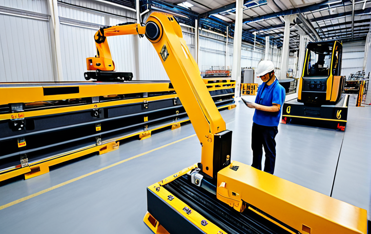 스마트물류 로봇 도입 사례 분석 - Modern Warehouse with Autonomous Mobile Robots (AMRs)**

"A bright, modern warehouse interior filled...