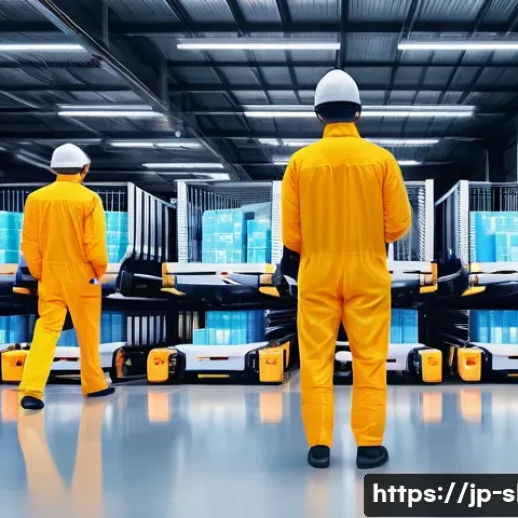 스마트물류 물류 자동화의 장단점 - **Prompt:** A vibrant, ultra-modern logistics warehouse at dawn, bathed in soft, bright, artificial ...